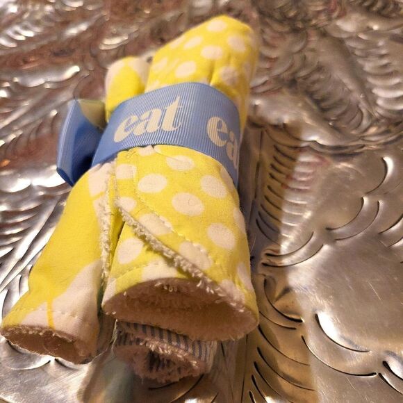 Mudpie NWT SET OF 3 DOUBLE SIDED TERRY BACKED BIBS - Picture 2 of 5